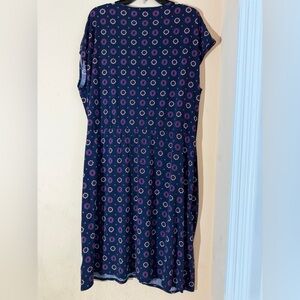 MICHAEL Michael Kors Navy and Pink Circle Print Midi Dress